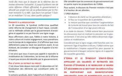 Mardi 17 décembre : se mobiliser pour obliger le gouvernement à faire évoluer son projet !